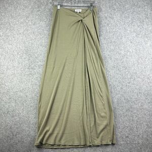 ACOA Ribbed Twist Maxi Skirt Womens Small Green High Slit Boho Comfy Stretch